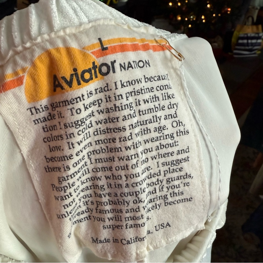 Aviator Nation - Classic Velvet Sweatpants - White - Men’s Large - Picture 9 of 9